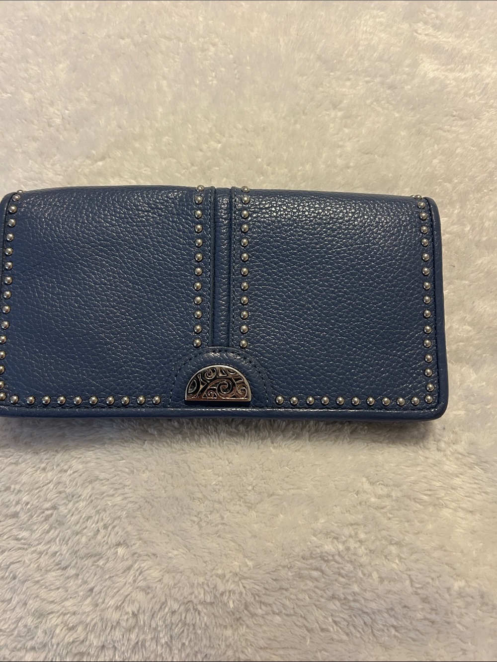Brighton Blue Studded Leather Card Holder Wallet